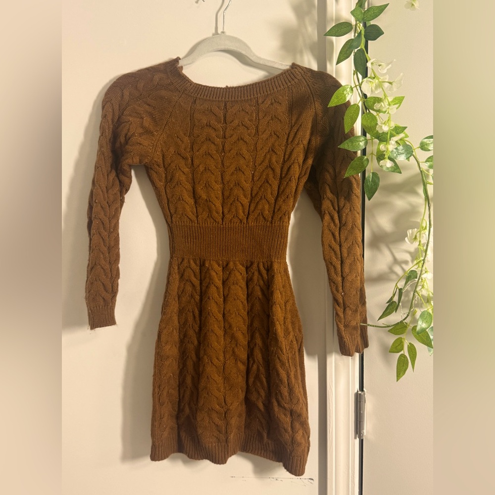 Milky brown knit sweater dress